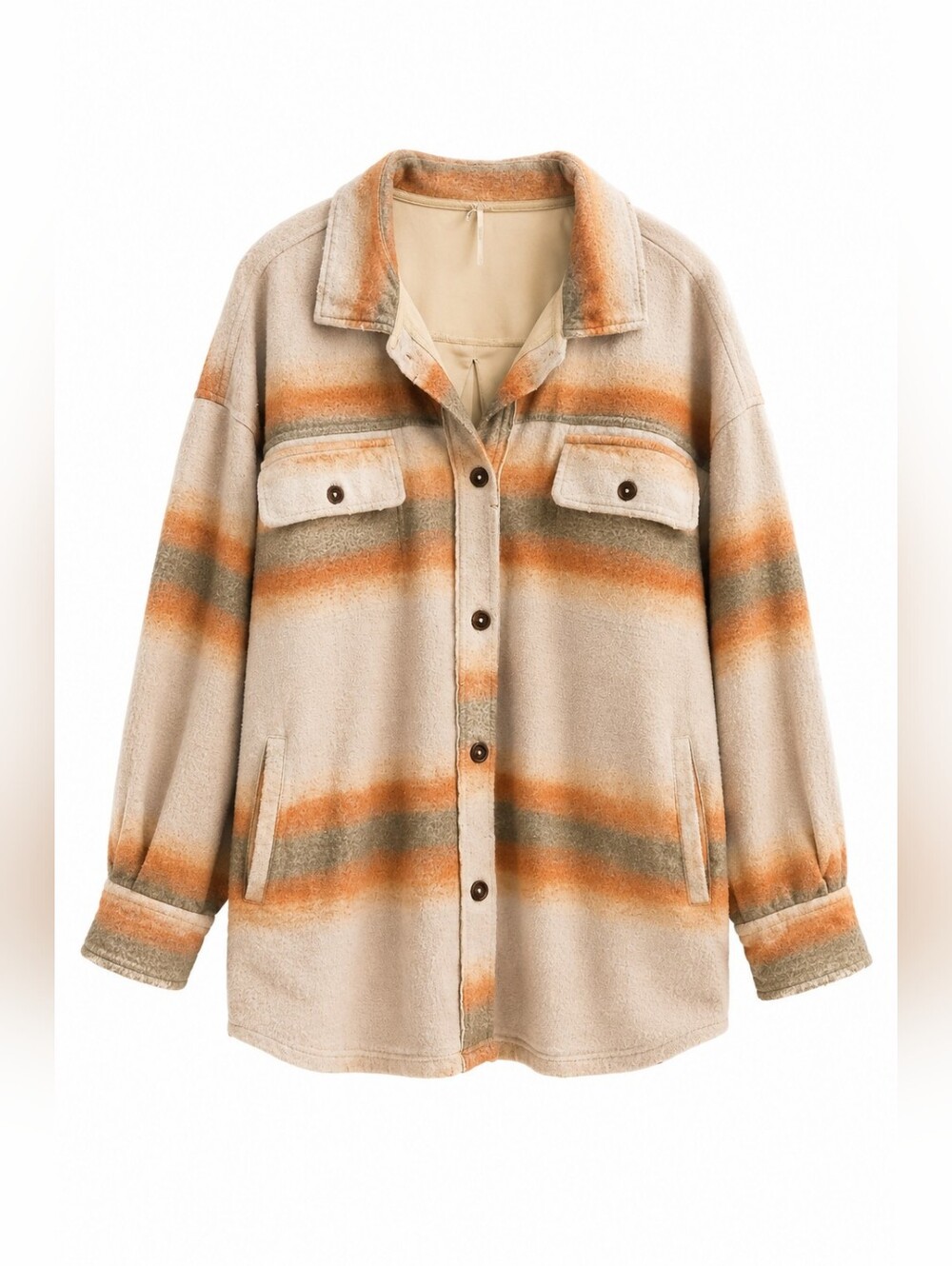 Free People Ruby Sweatshirt Shacket, Stone Serape Stripe, Southwestern, L